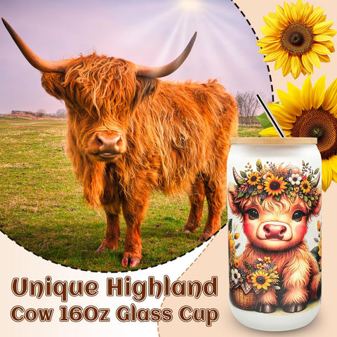 JTAMOHI canvas tote front view with Highland cow print, durable everyday carrying benefit