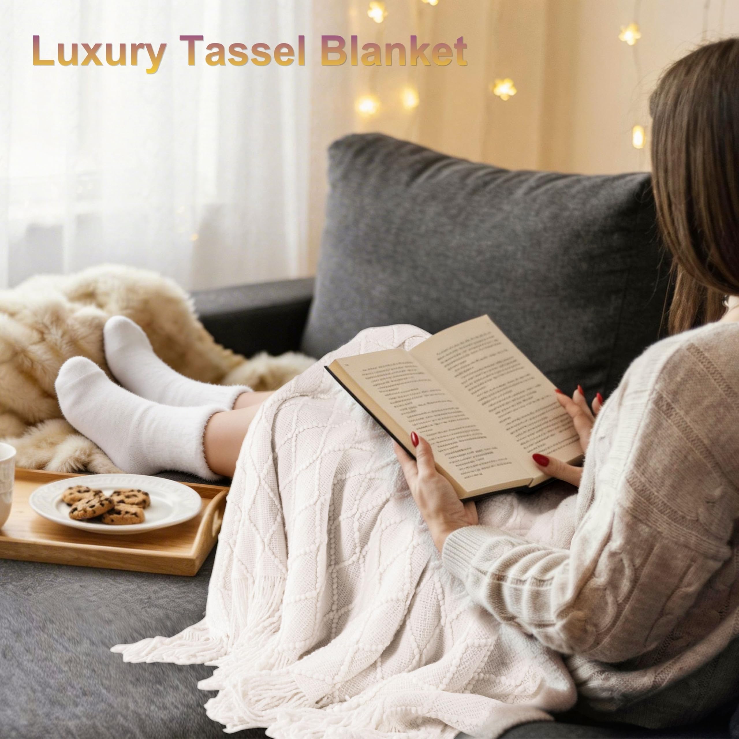 JTEWB candle and fuzzy socks styled together for relaxing self-care ambiance