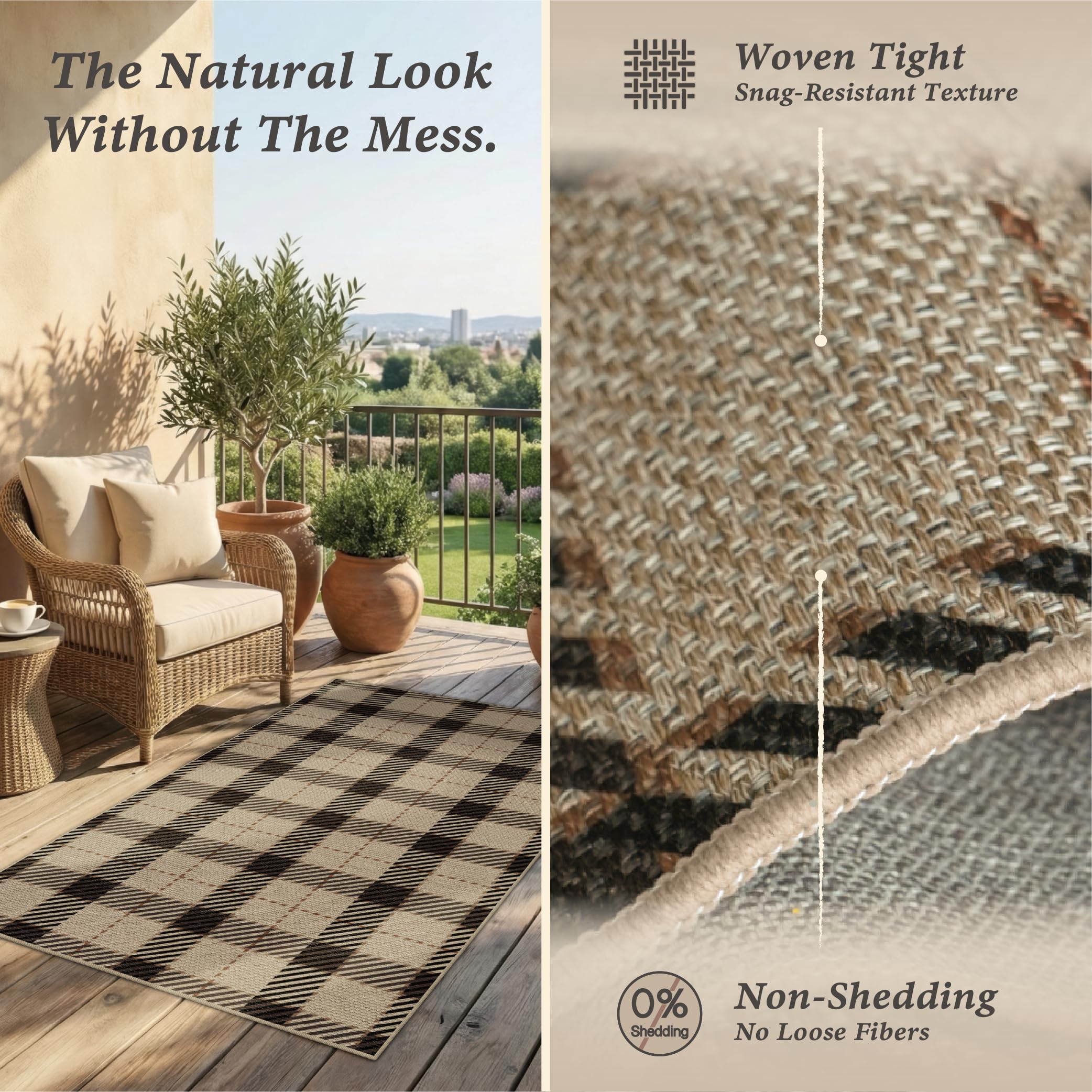 JTJ rug placed on a covered front porch showing weather-resistant styling benefit