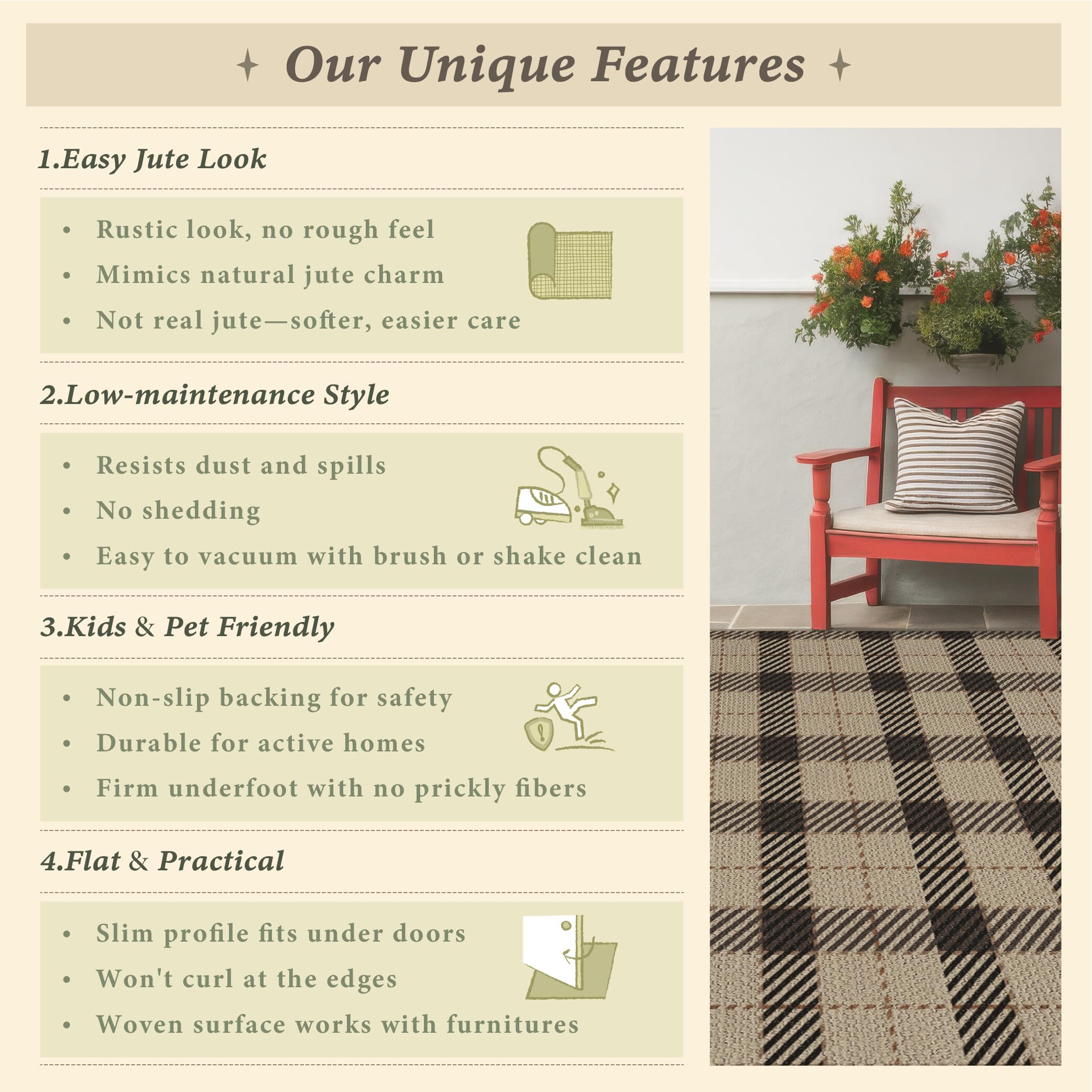 JTJ rug beside shoes showing true 3x5 scale for accurate sizing