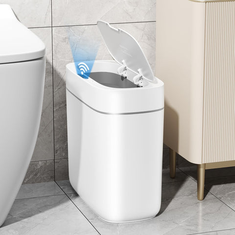 JUDRDO front view of automatic trash can showing sleek design and convenience