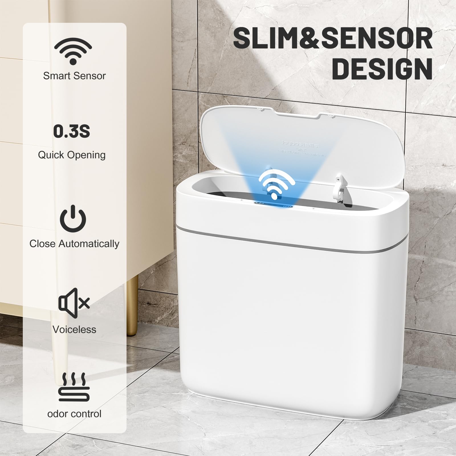 JUDRDO lid opening via motion sensor for hygienic hands-free use