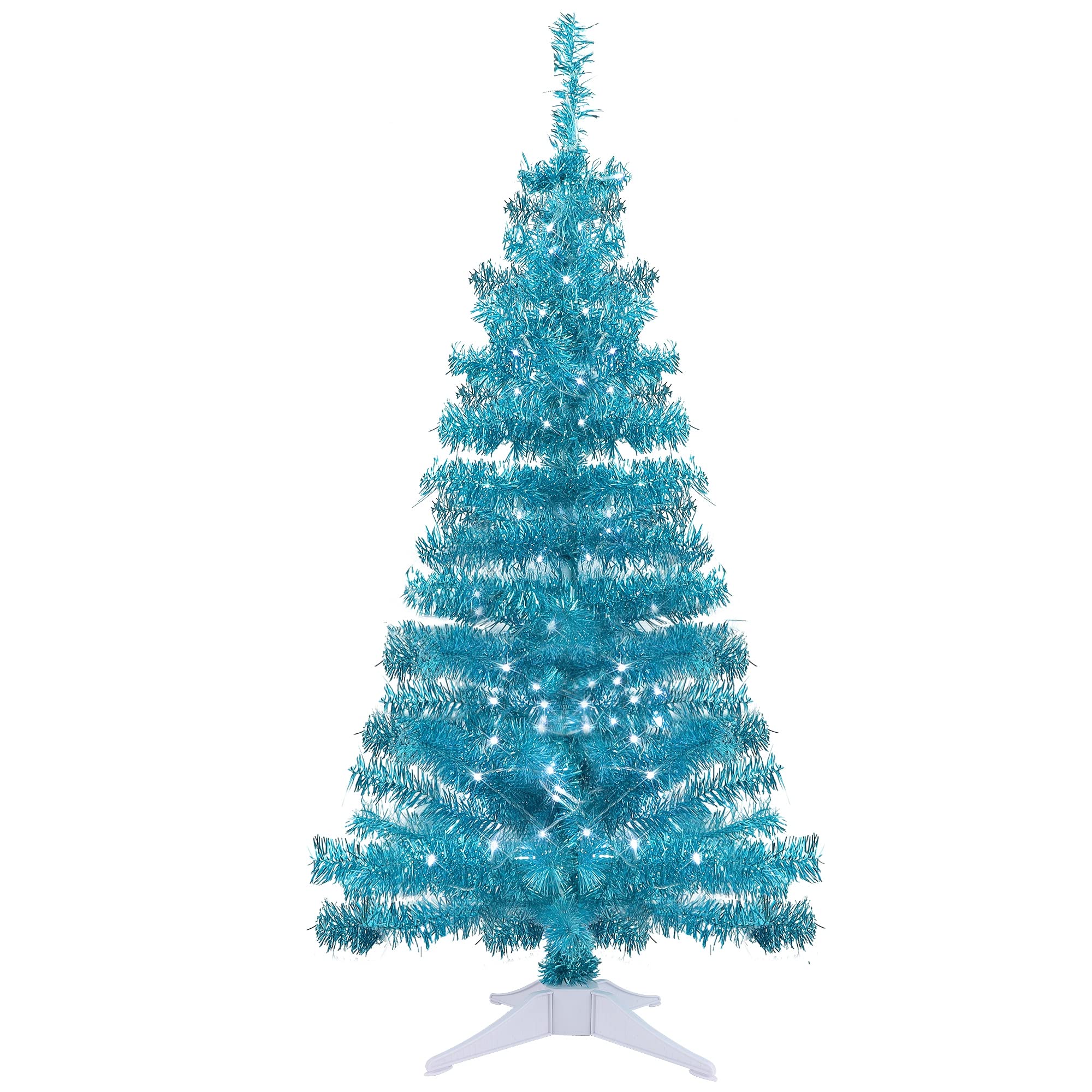 Juegoal front view of 4 ft pre-lit tree showing full shape and festive glow