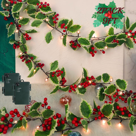 Juegoal garland on mantel showing full coverage and festive look