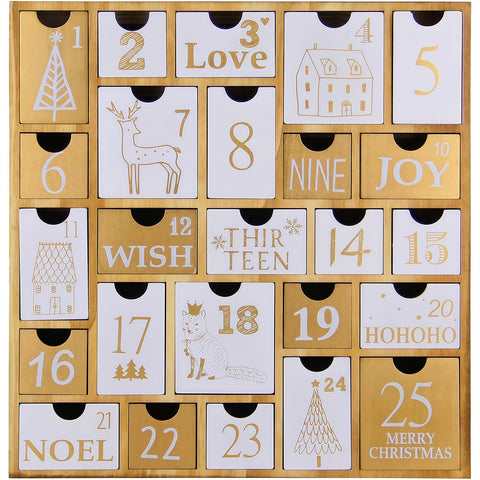 Juegoal front view showing tree shape and 25 drawers, festive display benefit