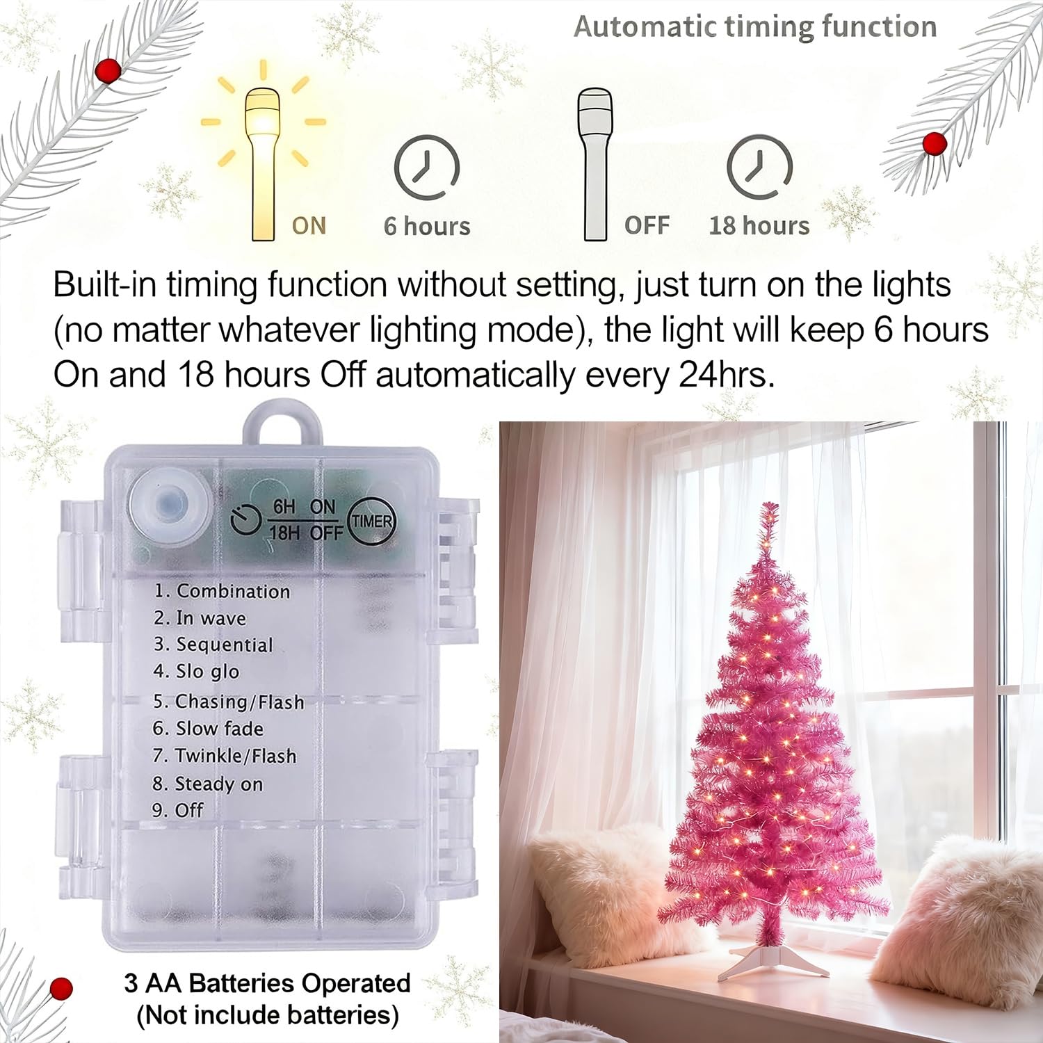 Juegoal pink tree in living room adding playful accent and cozy ambiance