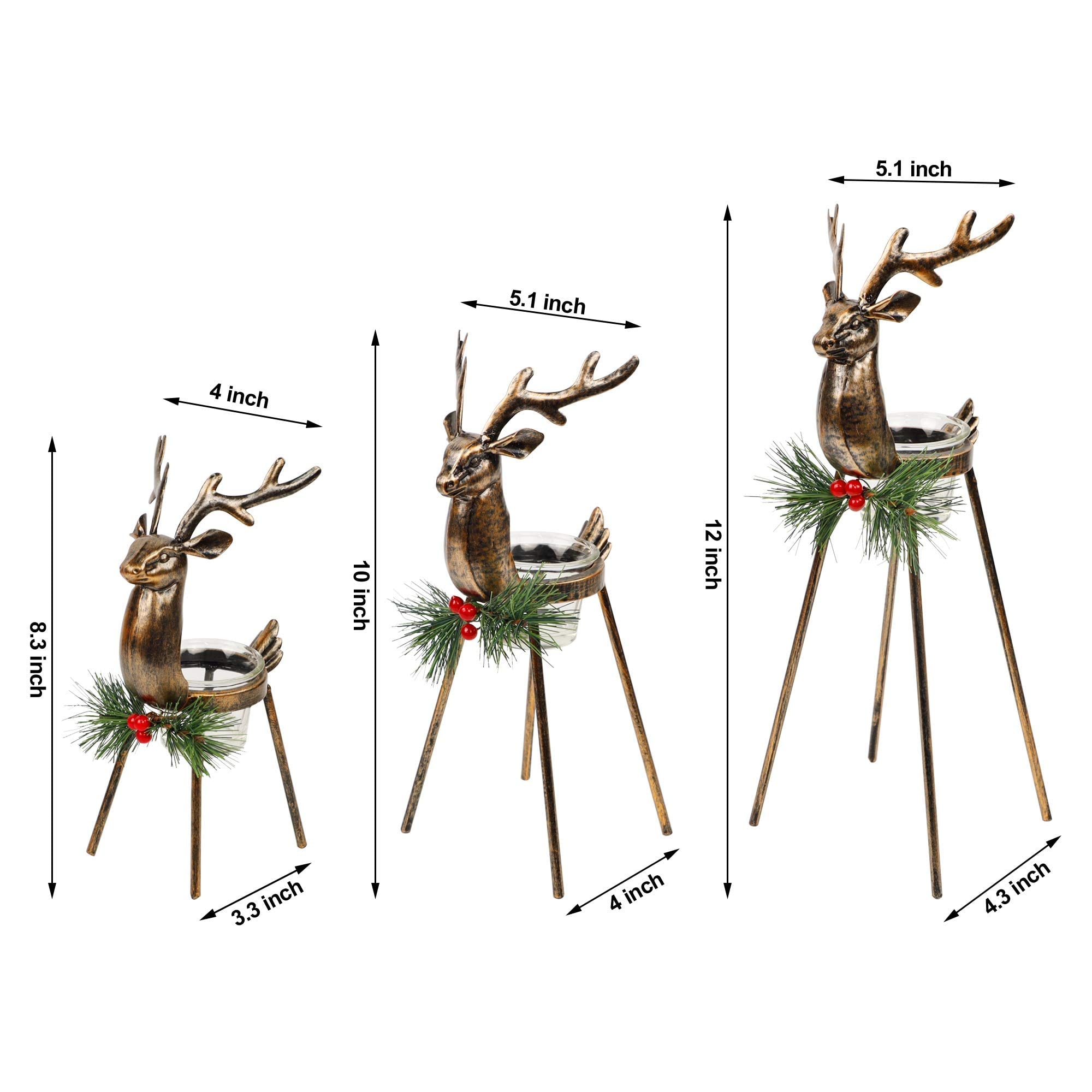 Juegoal side profile highlighting stable four-leg metal base and varied reindeer heights for balance