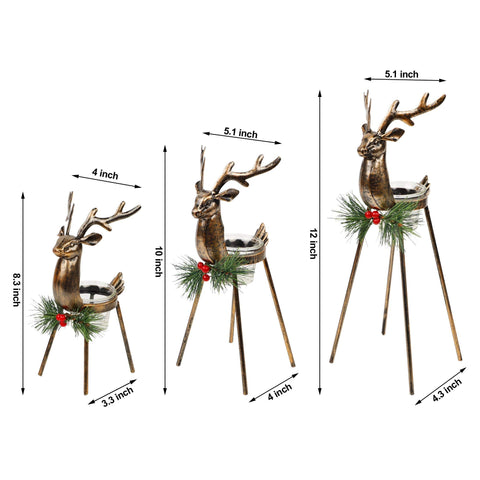 Juegoal side profile highlighting stable four-leg metal base and varied reindeer heights for balance