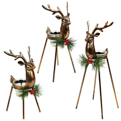 Juegoal reindeer with LED tealights demonstrating safe, flameless illumination option