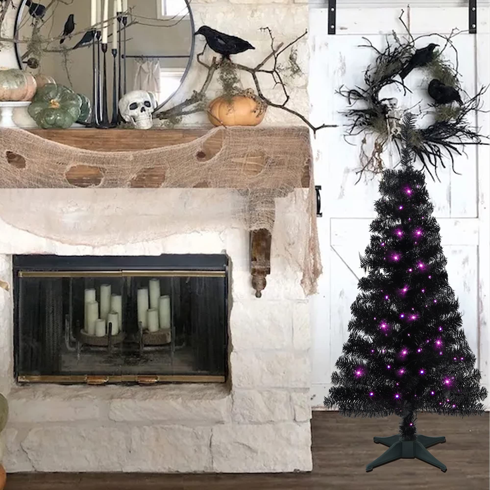 Juegoal tree beside chair showing 4FT scale for small spaces and apartments
