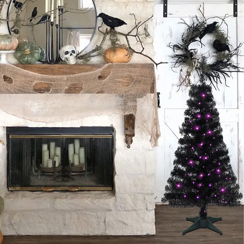 Juegoal tree beside chair showing 4FT scale for small spaces and apartments