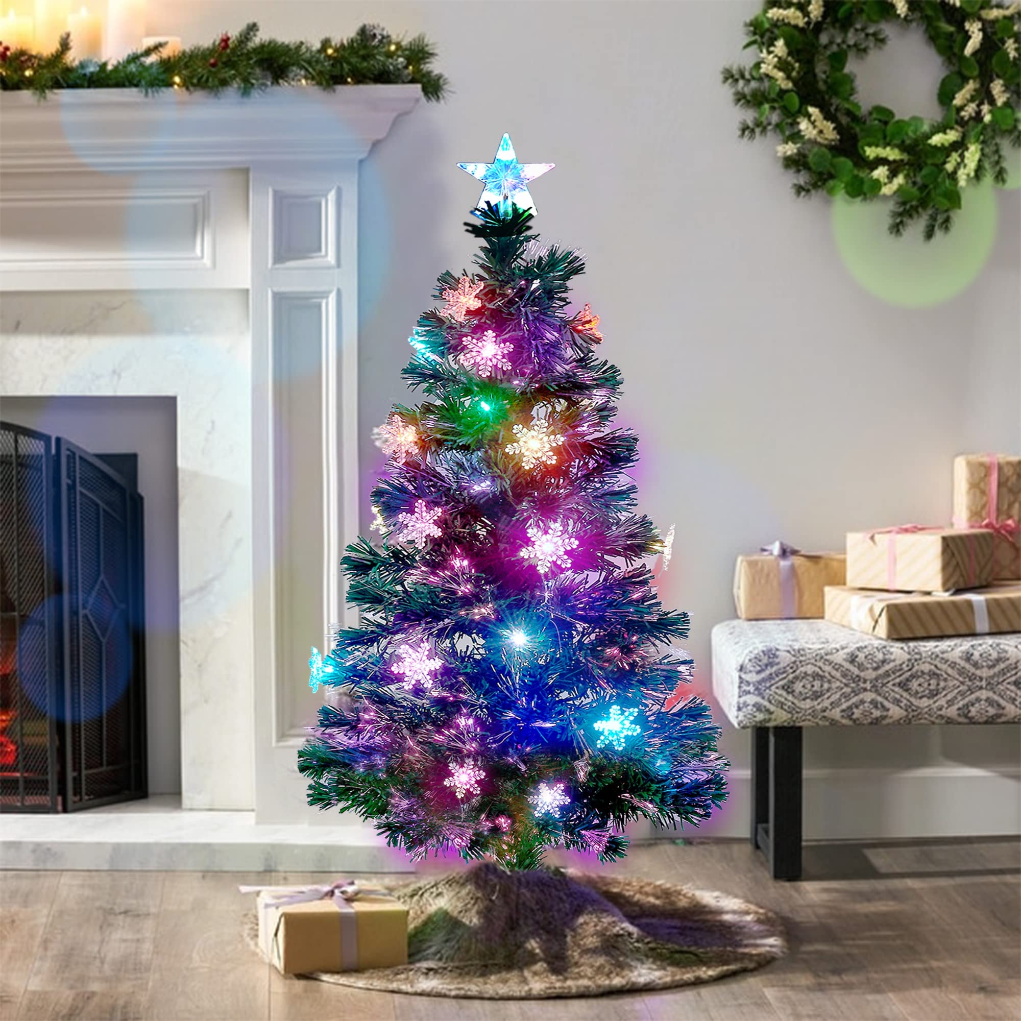 Juegoal snowflakes and top star detail emphasizing decorative accents and shine