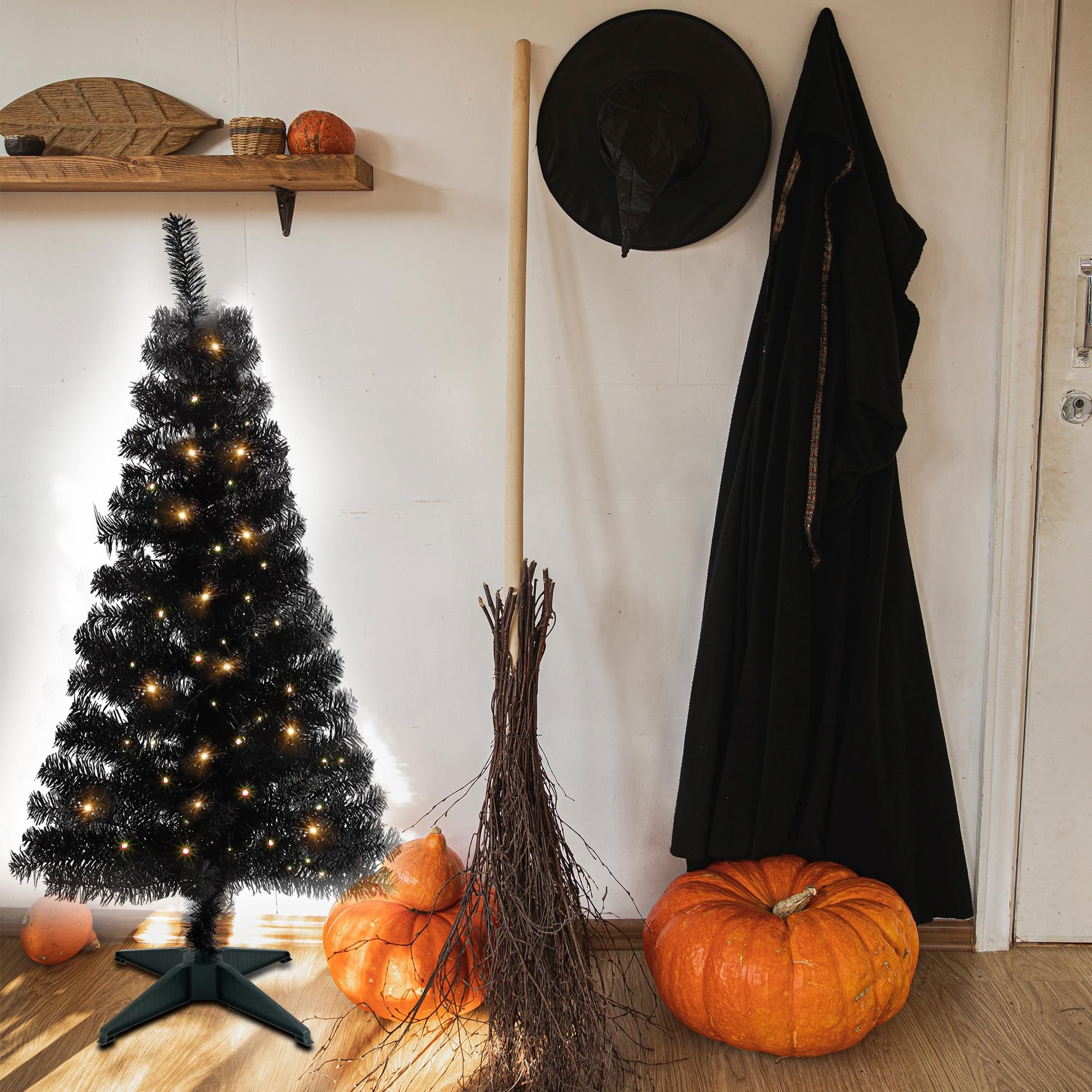 Juegoal styled Halloween display with ornaments enhancing dramatic look