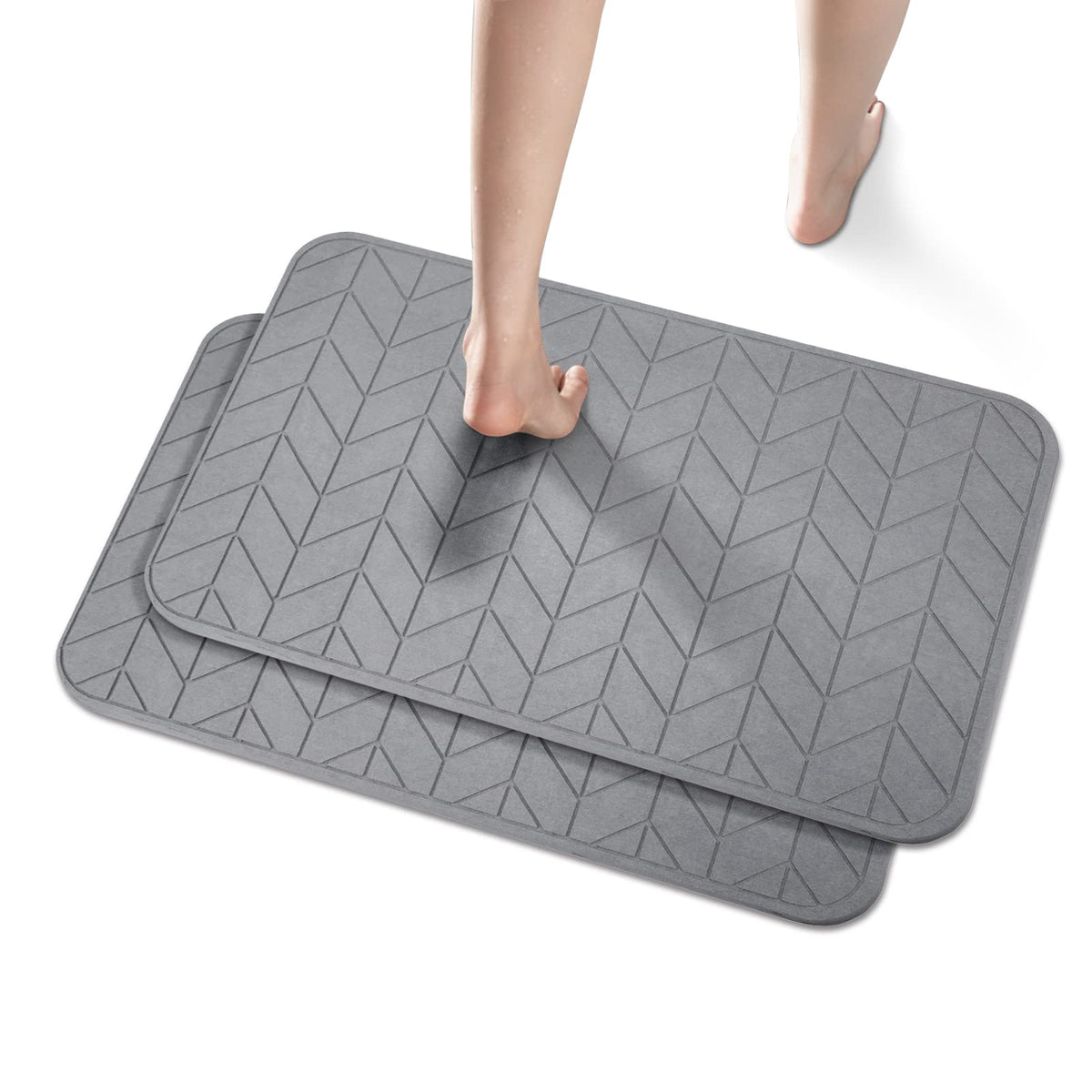 JUERLEN front view of two grey arrow design mats showing clean modern look
