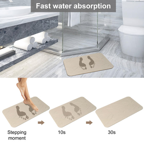 JUERLEN mat placed by shower showing dry floor and anti-slip stability benefit