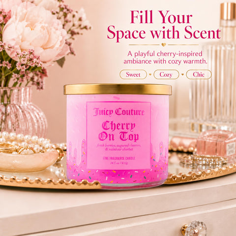 Juicy Couture candle boxed in gift setting showing presentable packaging and gifting ease benefit