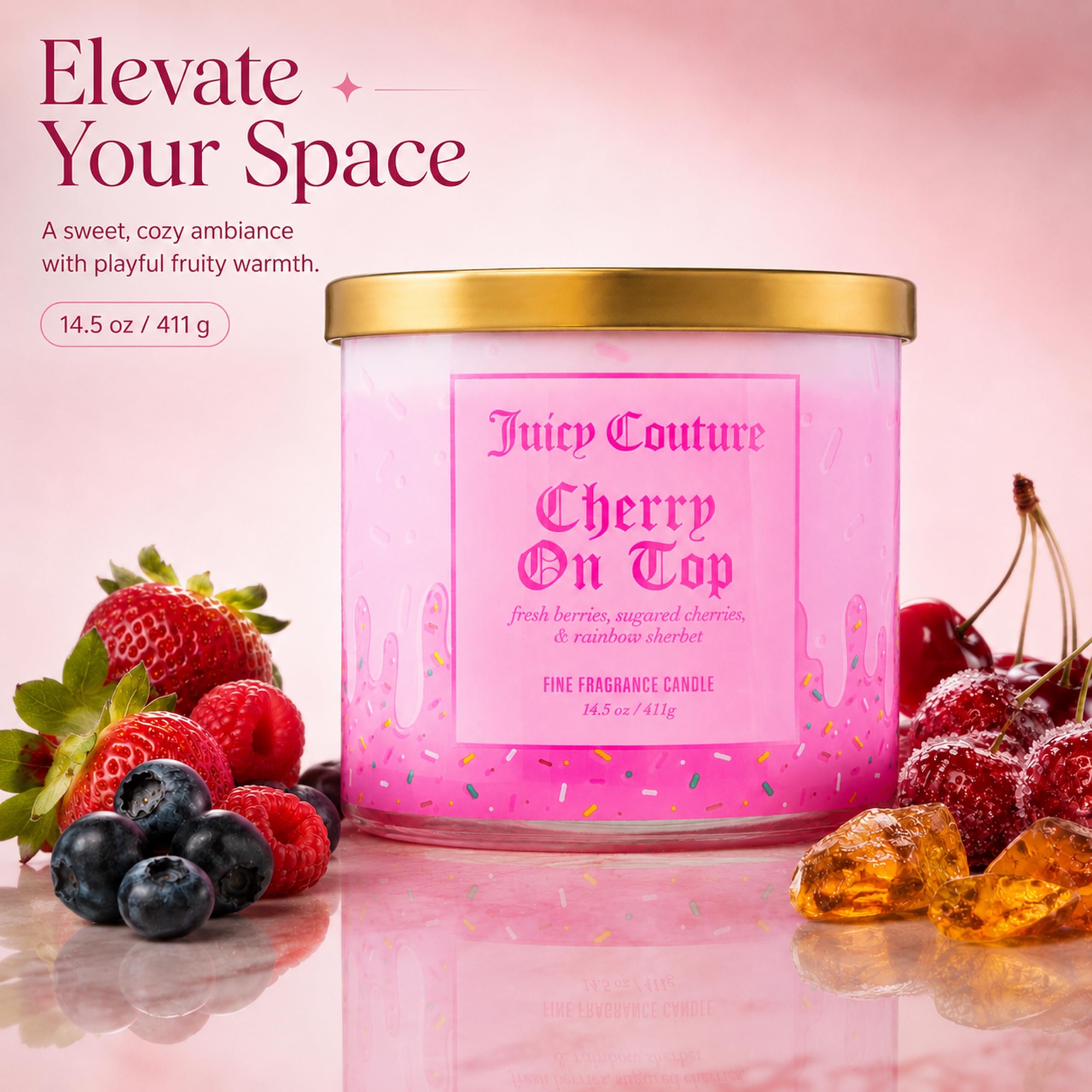 Juicy Couture wick close-up highlighting clean burn for safer, longer use benefit