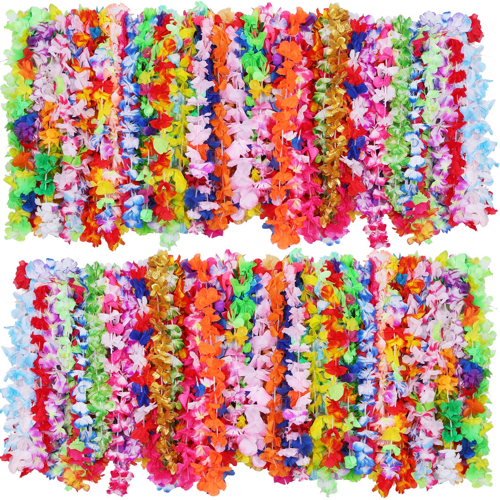 JuinTe front pack of leis showing quantity and colorful appeal for events