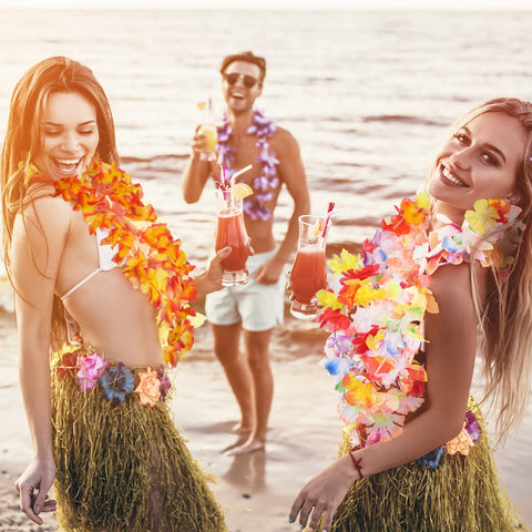 JuinTe leis on wedding guests adding tropical flair to celebration