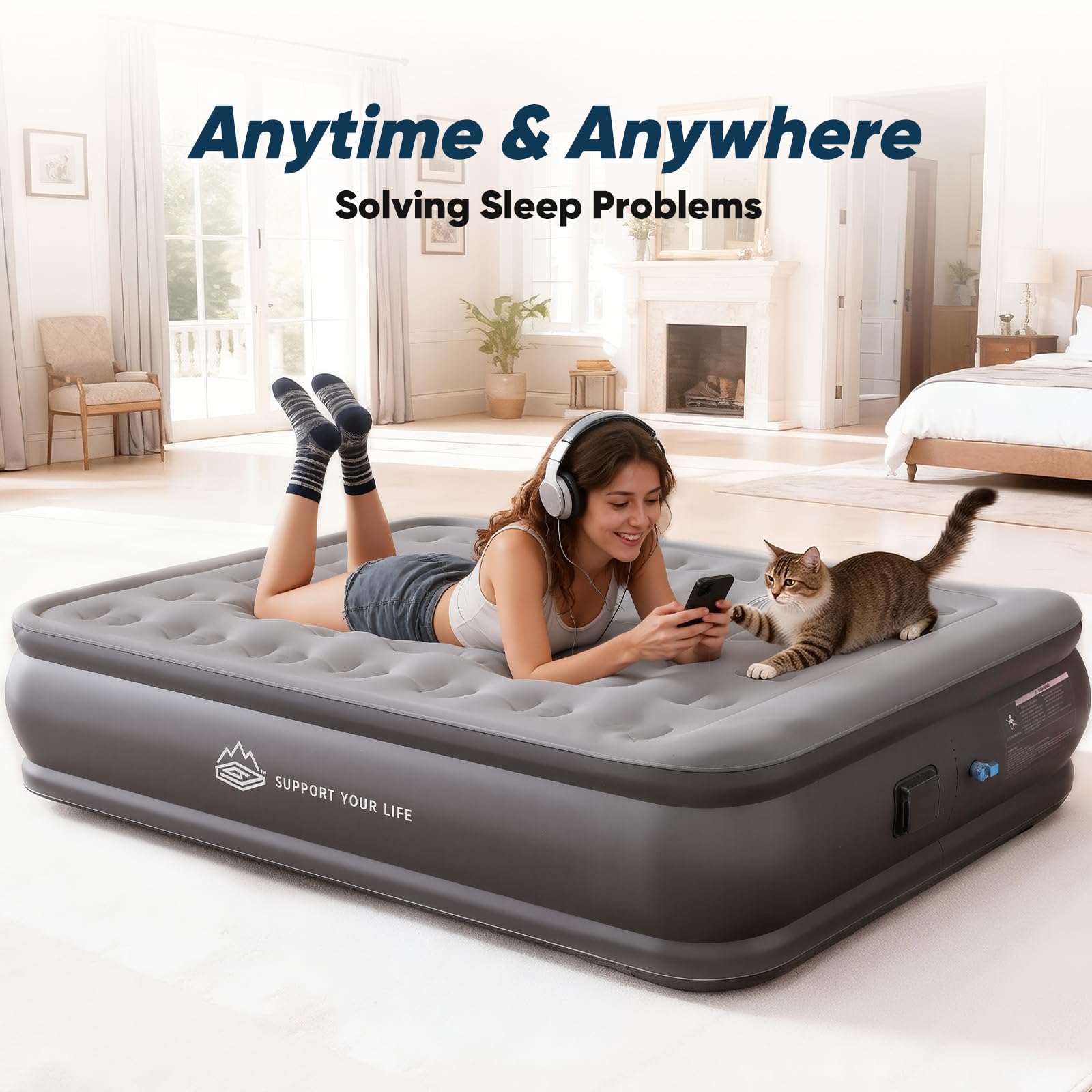 JUITOY side profile illustrating mattress height and sturdy edge support