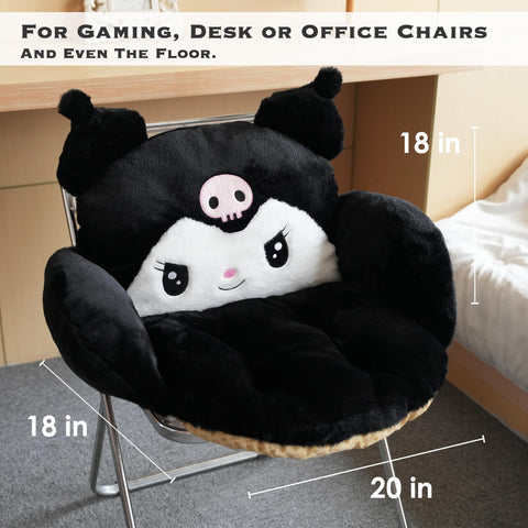 juju GOODS black kawaii cushion placed on car seat adding travel comfort