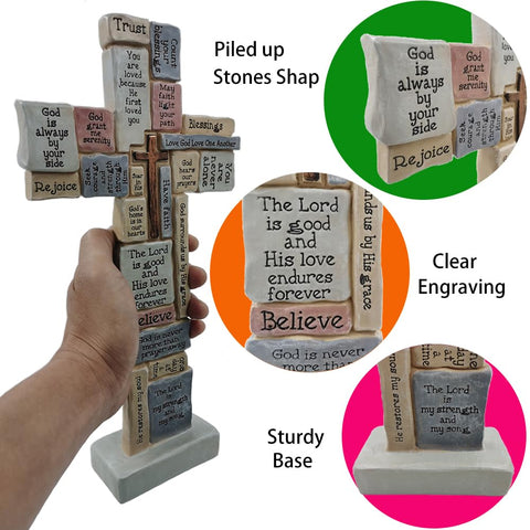 Jumiz cross closeup showing stone-like resin texture benefit: realistic finish