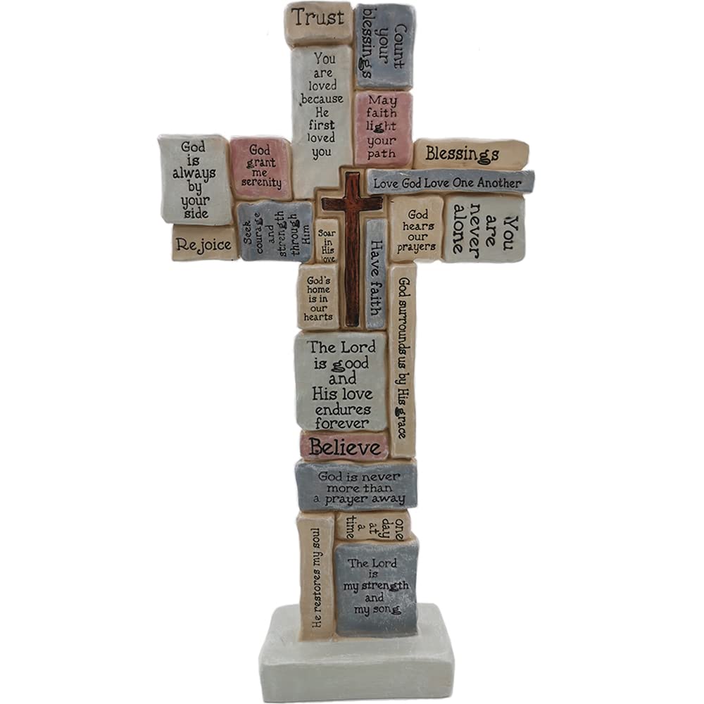 Jumiz cross front view showing engraved words and balanced design benefit: clear message