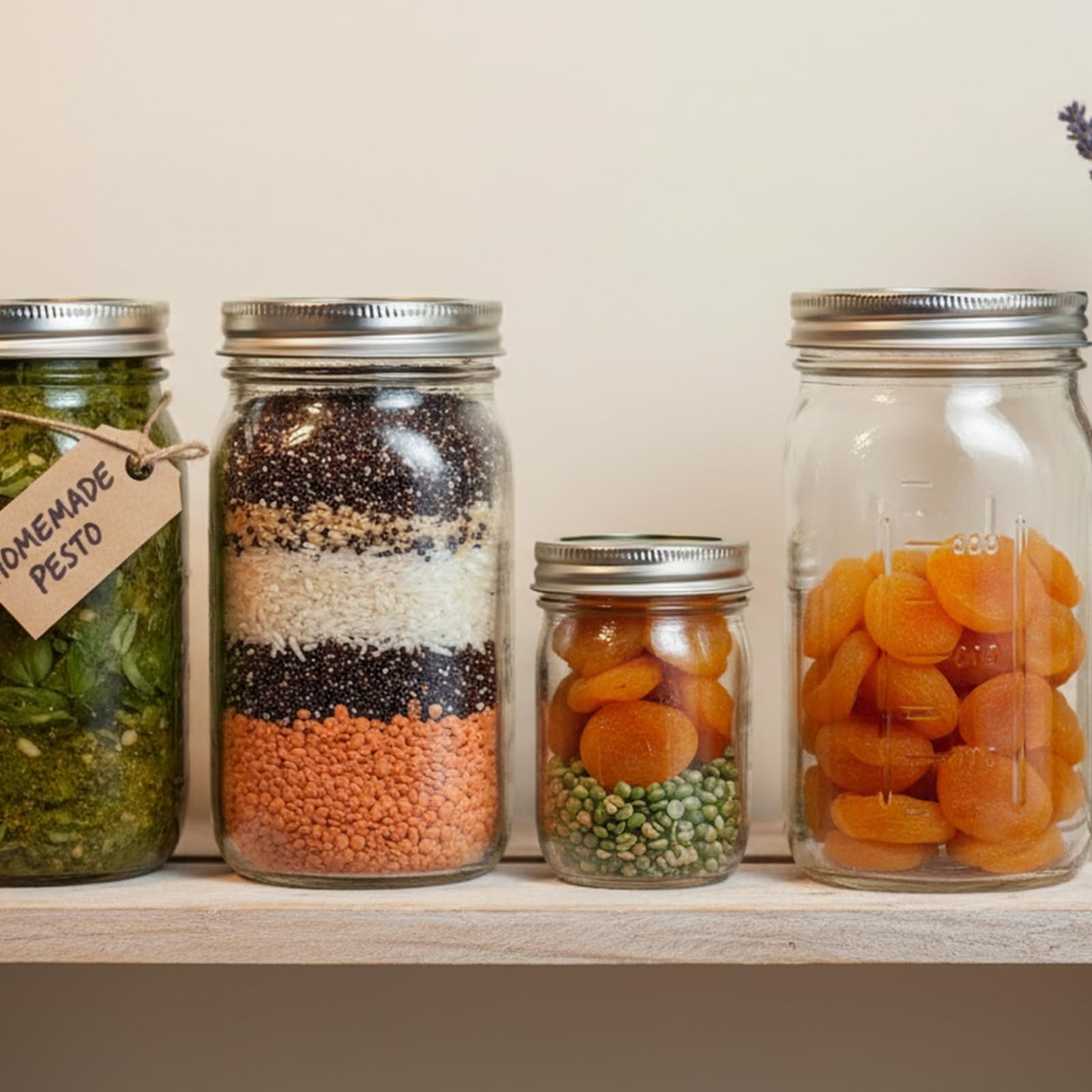 Jumterlee jars organized in pantry showing neat visibility and space saving