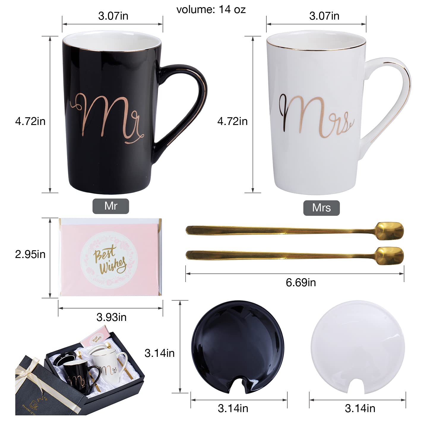 Jumway mugs side profile showing 14 oz capacity for larger servings