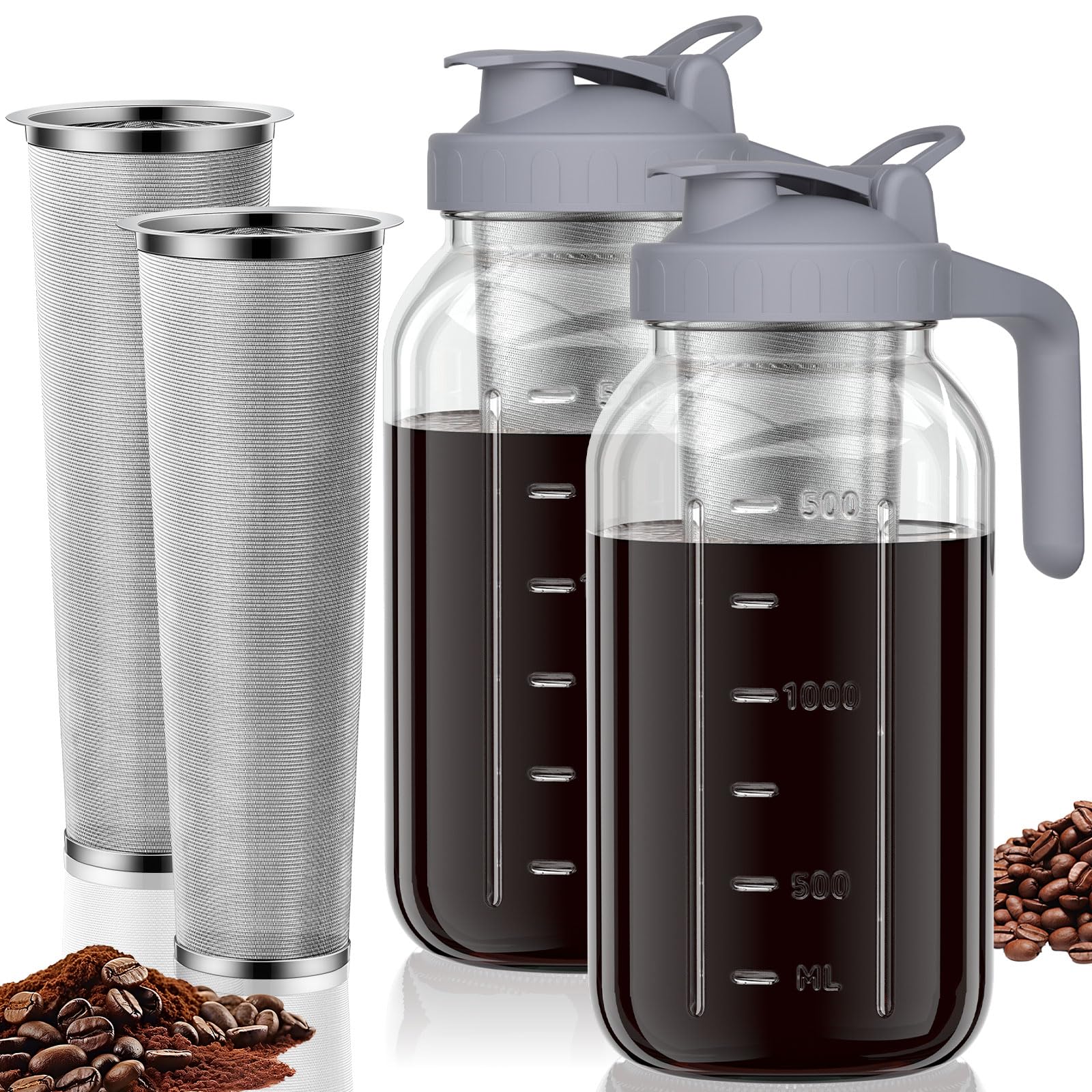 JunVpic front view of glass pitcher showing capacity and jar design for elegant serving