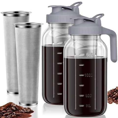 JunVpic front view of glass pitcher showing capacity and jar design for elegant serving