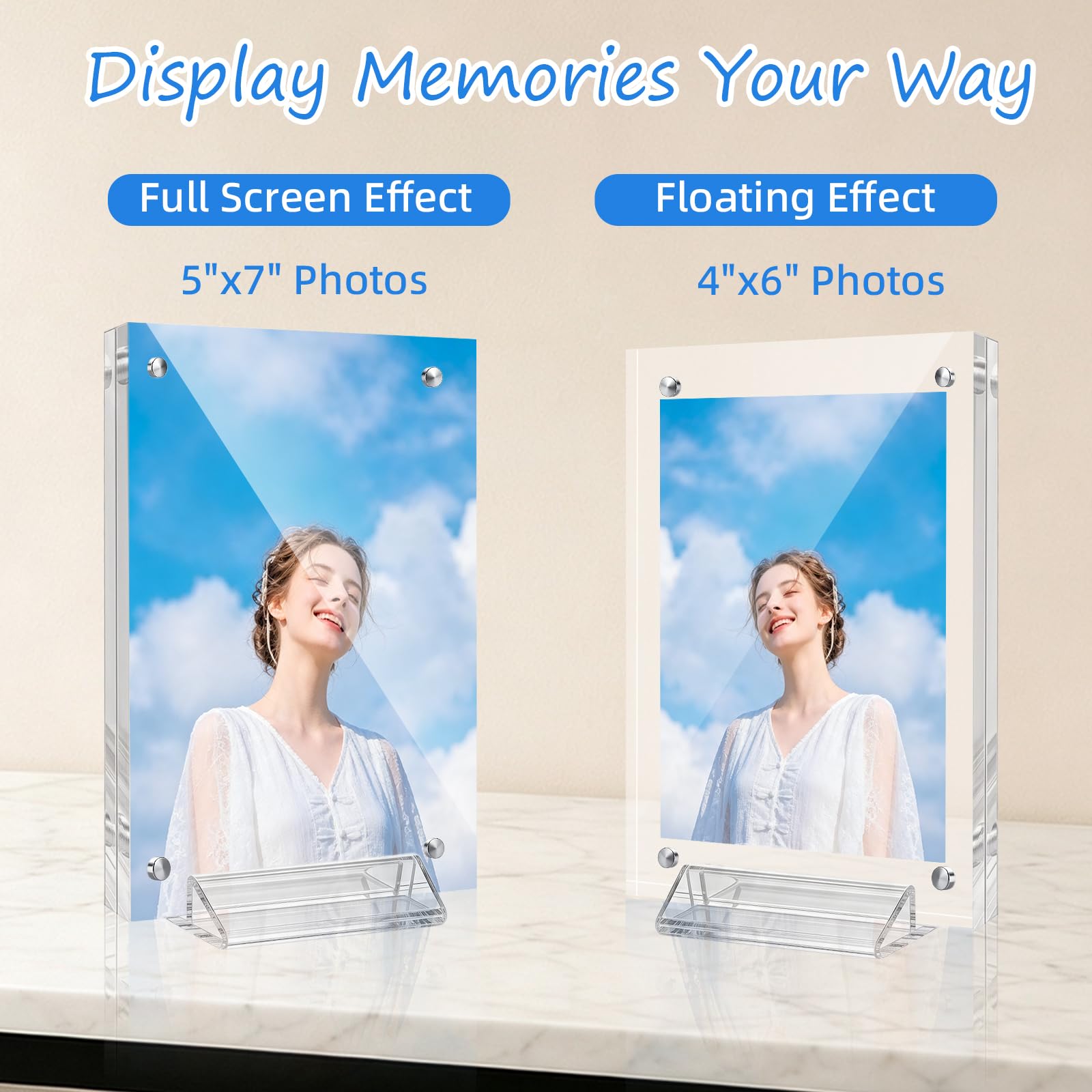 JUOIFIP double-sided photo display allowing two images visible both sides