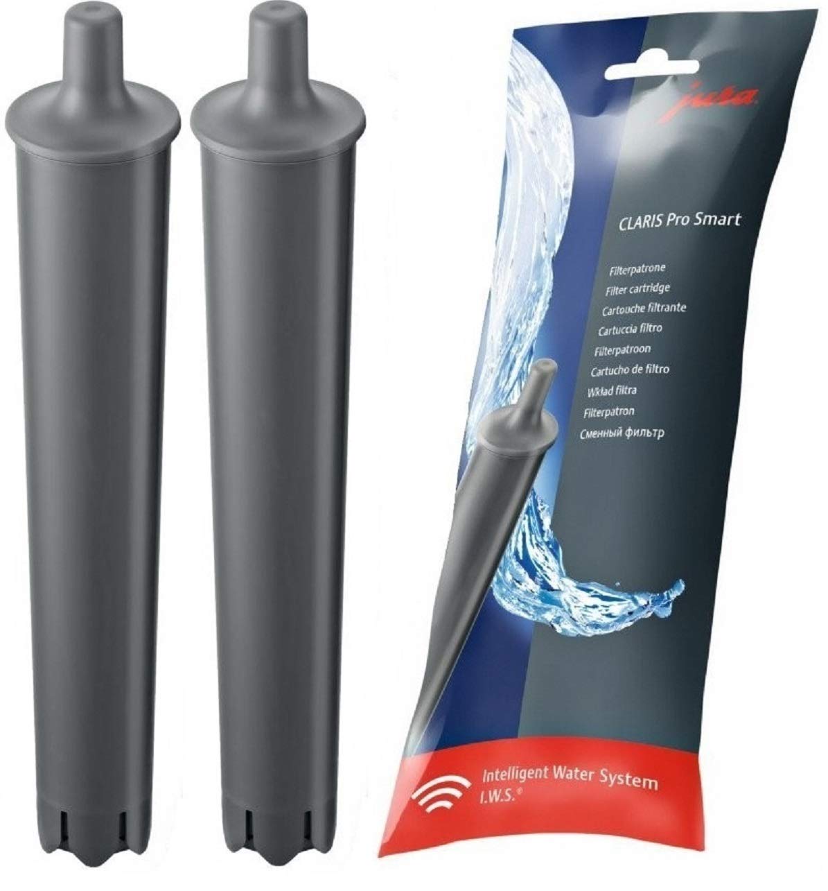 JURA Claris Pro Smart front packaging showing filter and preserving machine life