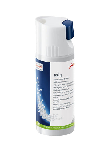 Jura bottle front packaging showing mini-tabs and dispenser for convenient hygienic cleaning