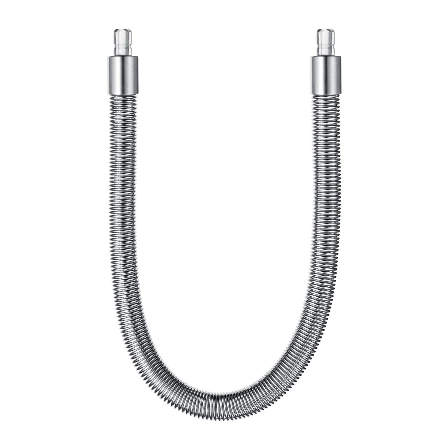 JURA stainless steel milk pipe front view showing sleek silver finish and protection