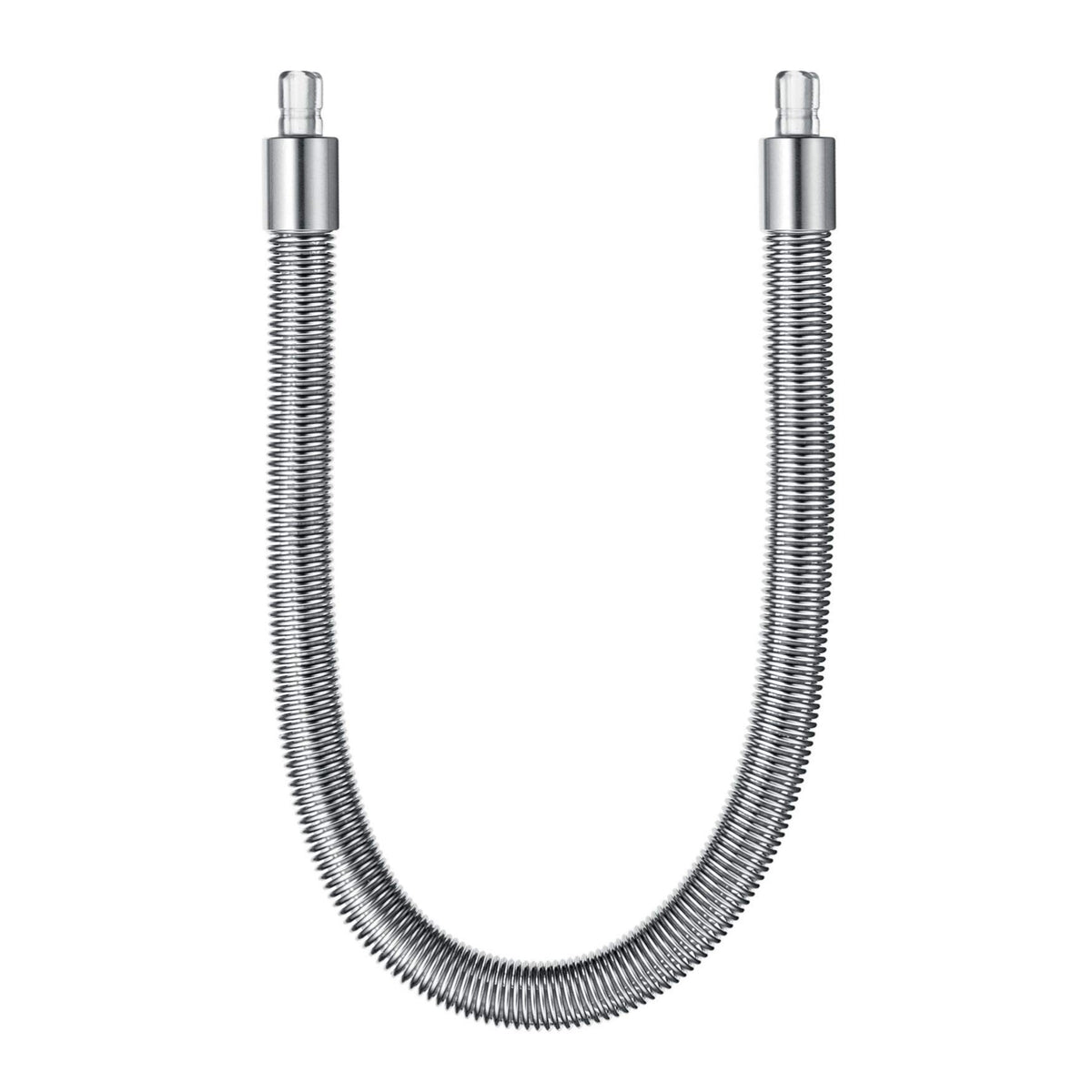 JURA stainless steel milk pipe front view showing sleek silver finish and protection
