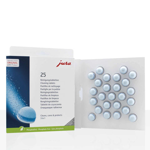 Jura tablet closeup highlighting texture and size, demonstrating effective residue removal