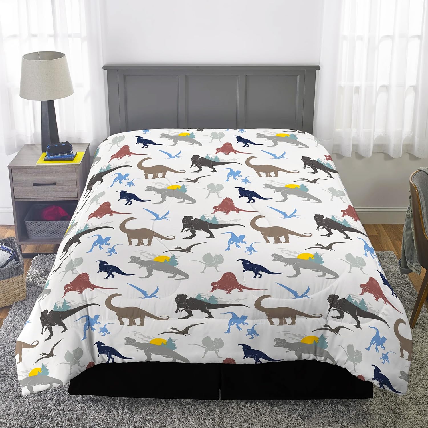 Jurassic World quilt stitching texture close-up benefit: durable, soft feel