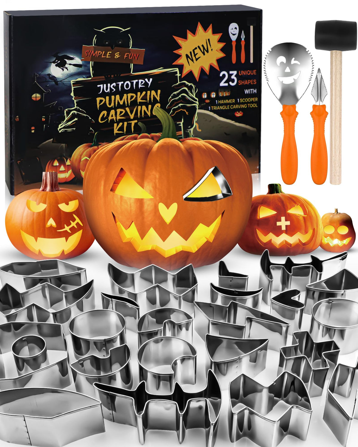 JUSTOTRY front packaging showing full kit and included tools for easy setup