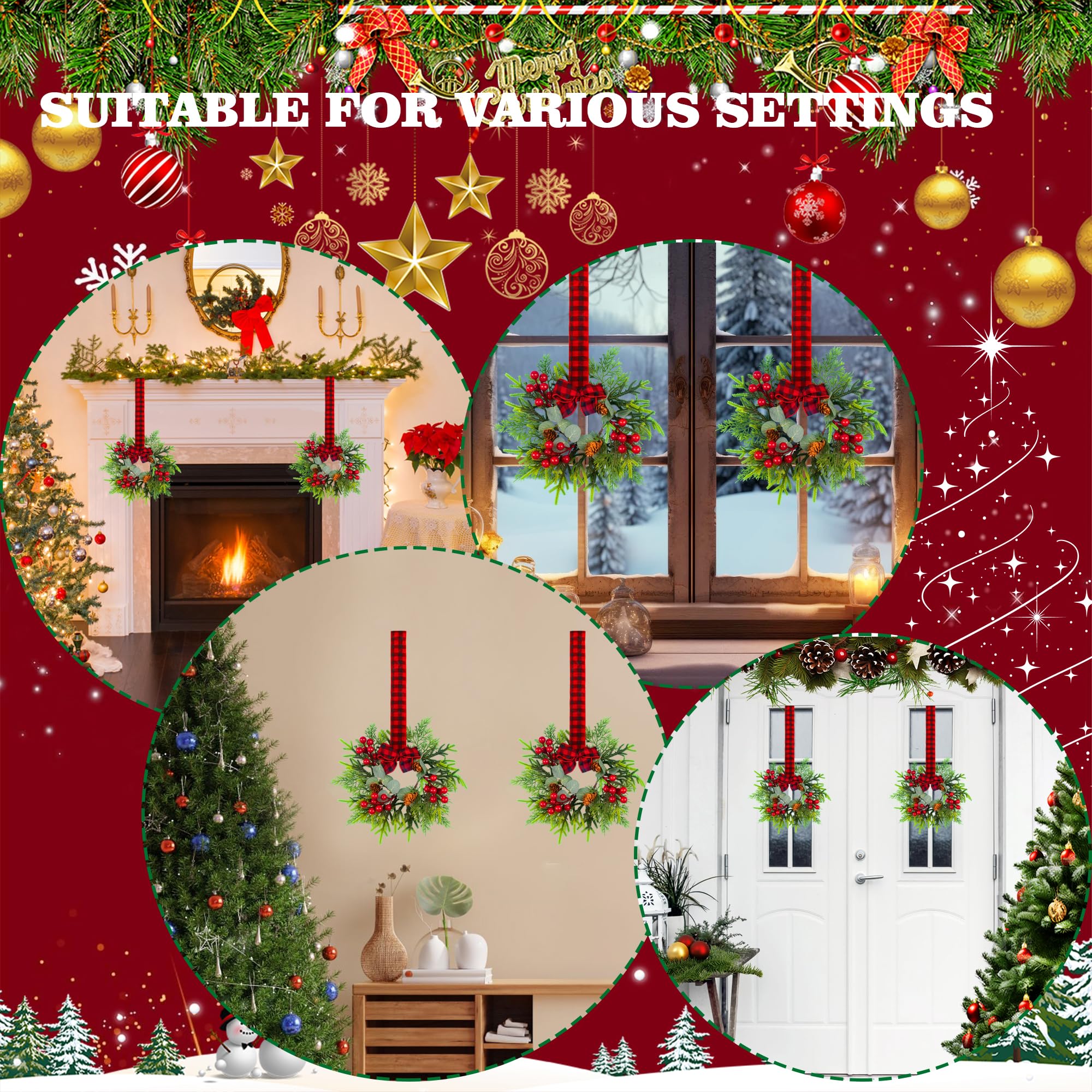 JUSTOTRY wreath on a small interior door, lightweight and easy to hang for renters