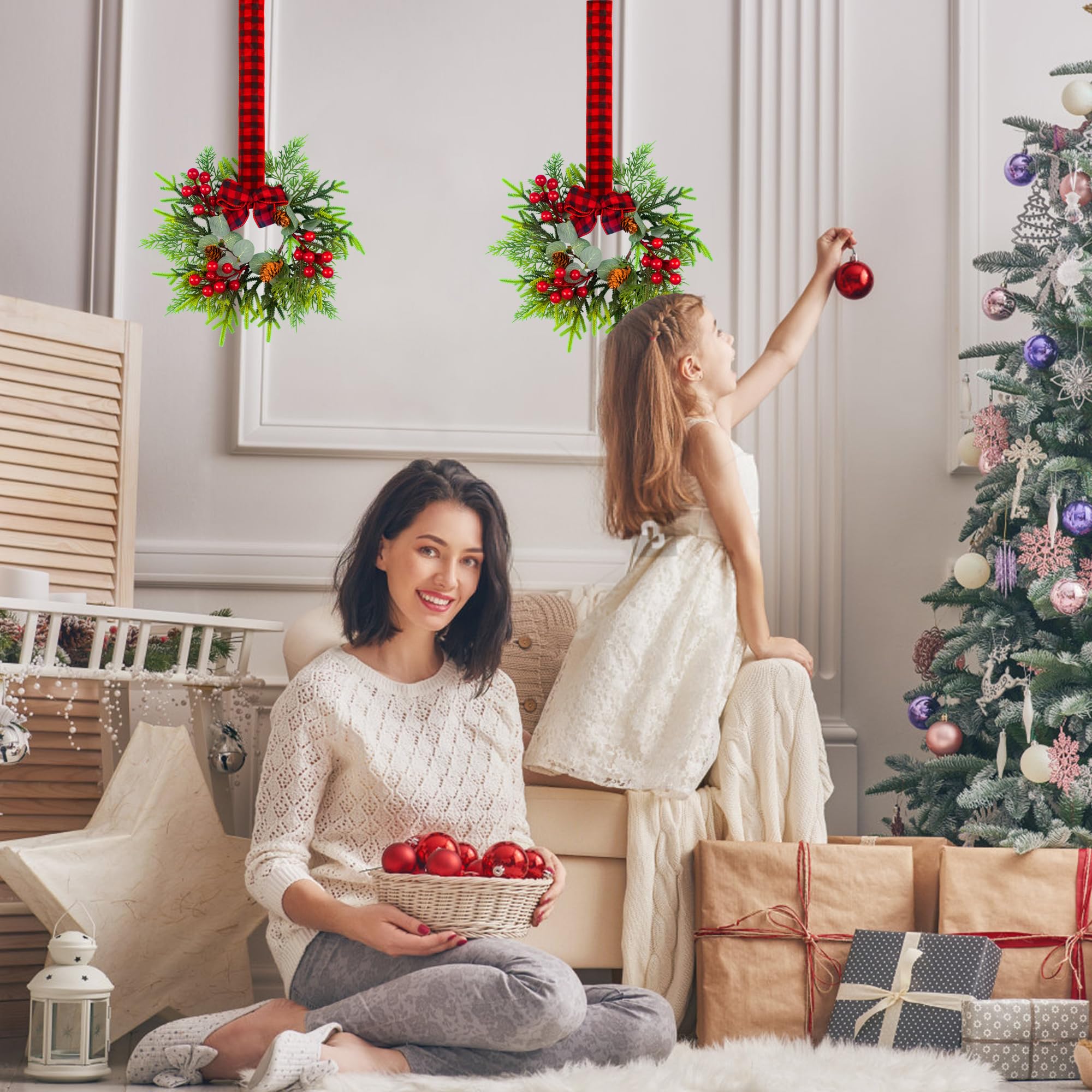 JUSTOTRY wreath displayed in a window, brings festive color while staying compact