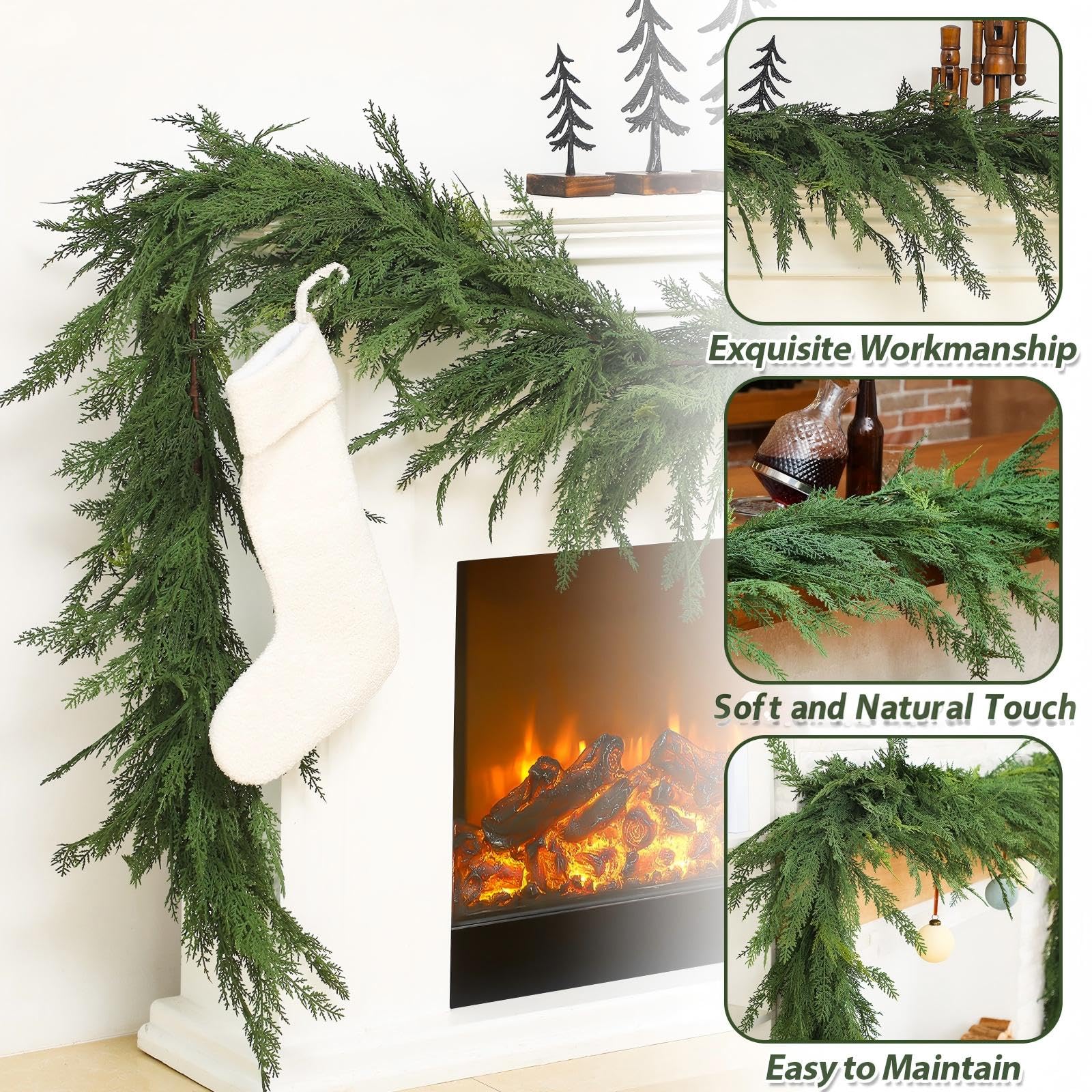 Jutom garland wrapped around banister with secure wired shaping benefit
