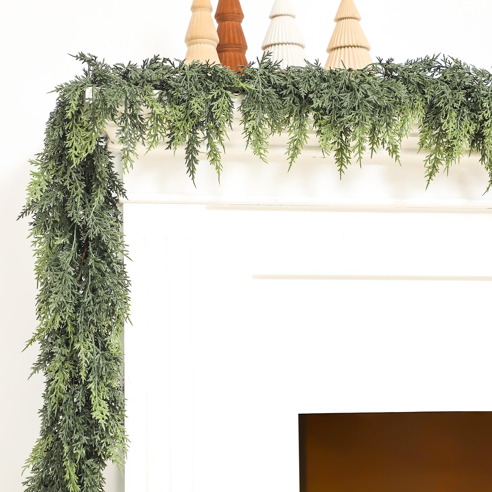 Jutom garland wrapped along stair rail demonstrating easy shaping and secure fit