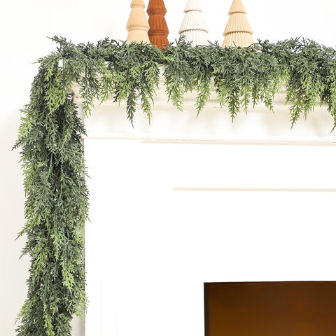 Jutom garland wrapped along stair rail demonstrating easy shaping and secure fit