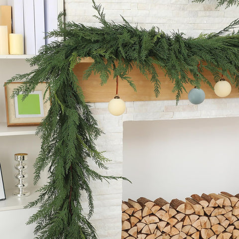 Jutom garland decorated with lights and ornaments for easy styling