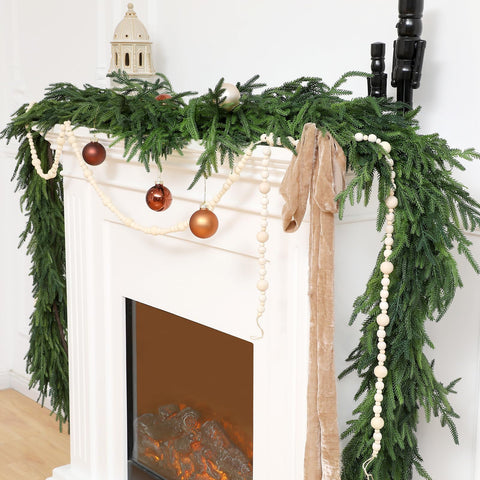Jutom front view 12ft garland shows full lush coverage and instant holiday ambiance