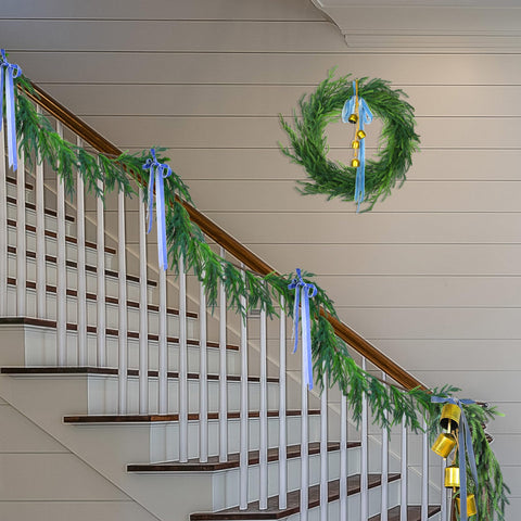 Jutom garland close-up showing realistic needle texture and durable finish