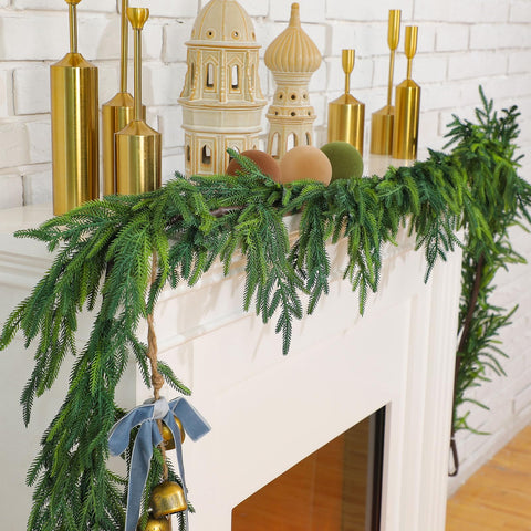 Jutom garland front view showing full length and natural look, enhances holiday decor