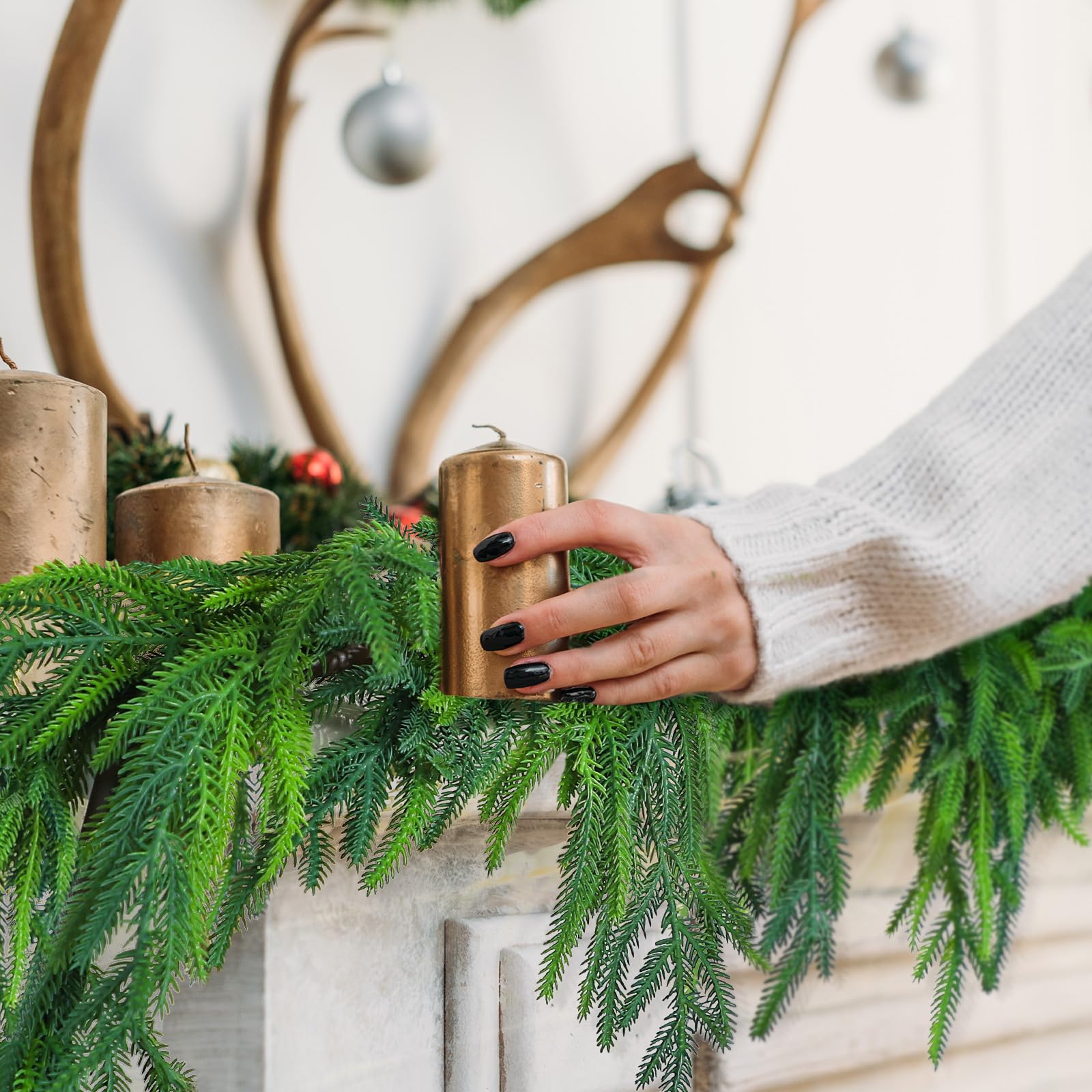 Jutom garland wrapped with LED lights creating cozy illuminated display