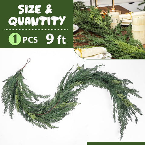 Jutom cedar garland lit with string lights highlighting easy integration and warm glow